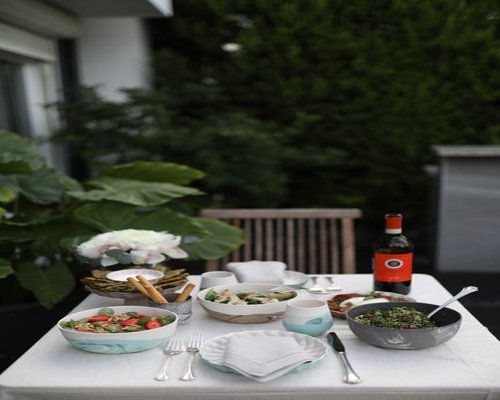 Calm evening home dinner setup with fresh local food on the table