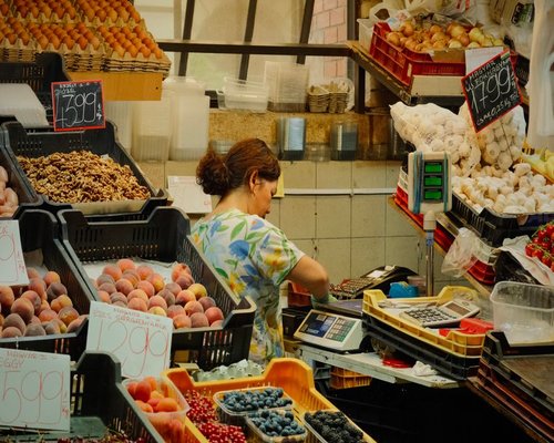 Fresh vegetables and local food at a market in Hungary